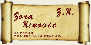 Zora Mimović vizit kartica